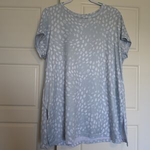 Light Blue Patterned Short Sleeve Top
